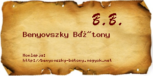 Benyovszky Bátony névjegykártya